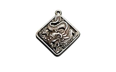 Gandhanra Antique Tibetan Buddhist Protective Pendant,Garuda -the Four Dignities(Garuda,Lion,Dragon,Lion),Buddhist Amulet,Inlaid with Sliver (Dragon)
