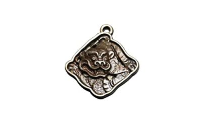 Gandhanra Antique Tibetan Buddhist Protective Pendant,Garuda -the Four Dignities(Garuda,Lion,Dragon,Lion),Buddhist Amulet,Inlaid with Sliver (Tiger)