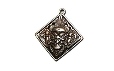 Gandhanra Antique Tibetan Buddhist Protective Pendant,Garuda -the Four Dignities(Garuda,Lion,Dragon,Lion),Buddhist Amulet,Inlaid with Sliver (Garuda)