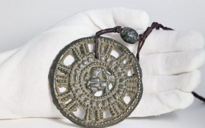 Authentic Ancient Old Tibetan thokcha showing crouching mythical beast in centre