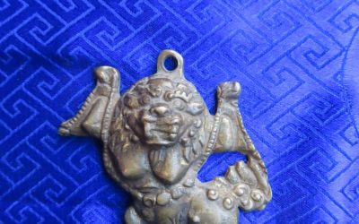 Antique Handmade TantrikTibetan Buddhist Bronze Snowlion Thokcha Pendent , Nepal