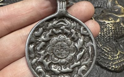 Vintage Tibetan Nine-Square Thokcha Charm Bird Motif