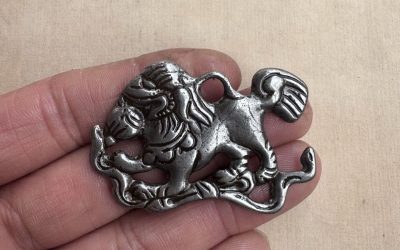 Tibetan Thokcha Snow Lion Amulet Buddhist Artifact Handmade Metal Craft
