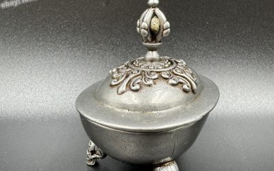 Tibetan Thokcha Skull Offering Bowl Three Legged Kapala Vajra Ritual Antique Art