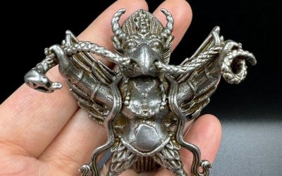 Old Tibetan Buddhist Thokcha Amulet Pendant: Three-Dimensional Garuda Protection