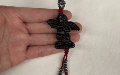 Old Chinese Tibetan Buddhism Black Thokcha Patina Golden winged roc bird Pendant