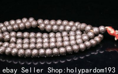 20.4″ Ancient Tibet Thokcha Aerosiderite Buddhism Temple Bead Pendant Amulet