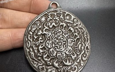 Tibetan Thokcha Ninefold Mystic Grid Amulet – Monkey Head Iron Talisman Pendant