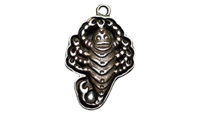 Gandhanra Handmade Tibetan Buddhist Amulet,Scorpion Guru,Padmasambhava Pendant,Made of Thokcha,Silver Inlaid
