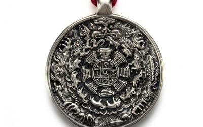 luckydolma LUCKY DOLMA Tibetan Blessed Handmade Talisman – Thokcha Nine Palace Bagua Amulet for Men Women, Himalayan Gift for Protection Luck Health with 12 Chinese Zodiac.