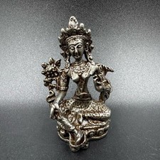Exquisite Chinese Buddhist Thokcha Green Tara Portable Buddha Statue Ornament