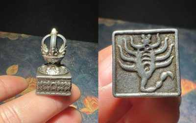 Tibetan Thokcha Seal Pendant Meteorite Iron Dharma Stamp Vajrayana Amulet