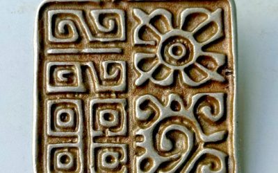 Old Tibetan Buddhism Iron Square Pendant with Auspicious Symbols, Thokcha Amulet