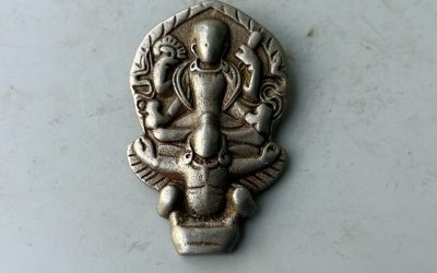 Old Tibetan Buddhism Iron Six-Armed Avalokiteshvara Pendant, Thokcha Amulet