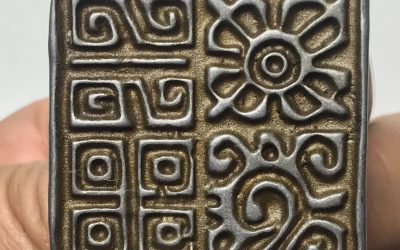 Old Tibetan Sky Iron Amulet Thokcha Talisman Pendant-Vajra & Swastika Motifs