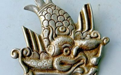 Old Tibetan Buddhism Iron Makara Pendant, Thokcha Protective Amulet