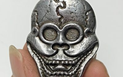 Old Chinese Tibetan Buddhism Sky Iron Thokcha Citipati Skull Skeleton Amulet