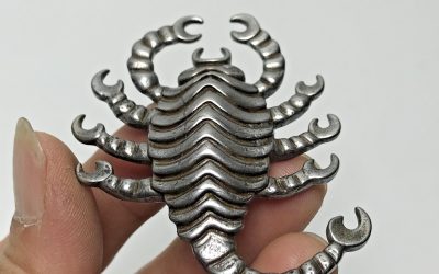 Old Chinese Tibetan Buddhism Thokcha(Sky Iron)nine heads Scorpion Amulet