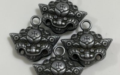 Vintage Tibetan Thokcha Beast Face Pendants 4pcs 18x20mm DIY Jewelry