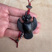 1.77″ Old Chinese Tibetan Buddhism Black Thokcha Golden winged roc bird Pendants