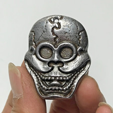 Old Chinese Tibetan Buddhism Sky Iron Thokcha Citipati Skull Skeleton Amulet