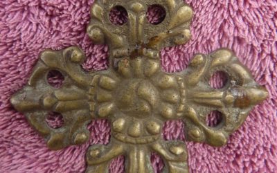 Antique Tantrik Tibetan Buddhist Bronze Double Dorjee Thokcha Pendent , Nepal