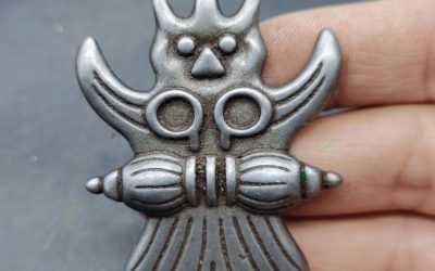 Tibetan Iron Garuda Bird Double Vajra Thokcha Amulet Pendant Buddhist Protective