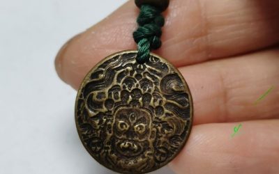 Copper Mahakala Nine Palaces Thokcha Pendant Tibetan Buddhist Protection Amulet