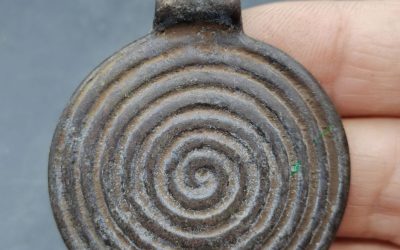 Tibetan Copper Spiral Swirl Thokcha Amulet Pendant Antique Primitive Spiritual