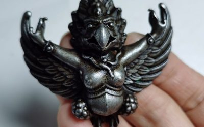 Tibetan White Copper Spread Wing Garuda Thokcha Pendant Antique Buddhist Guardia