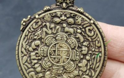 Copper Garuda Top Nine Palaces Bagua Zodiac Thokcha Tibetan Protection Amulet