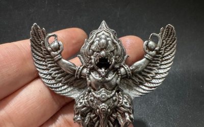 Tibetan Thokcha Garuda Pendant Large Golden Winged Bird Vintage Amulet Charm