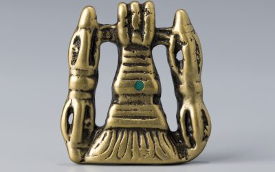 Antique Tibetan Brass Double Vajra & Chorten Thokcha – 55g
