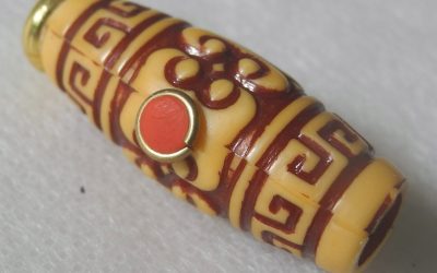 Tibetan Antique Thokcha Thogchags Amulet 3g Cylinder Netsuke Tibet Ojime