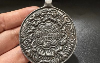 Tibetan Iron 12 Zodiac Bagua Thokcha Pendant Bear Totem Amulet Waist Charm