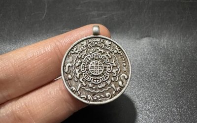 Antique Tibetan Nepalese Thokcha Double Sided Gau Pendant Amulet Mala Charm