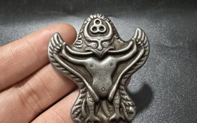 Tibetan Thokcha Garuda Pendant Necklace Ancient Iron Mala Beads Side Charm