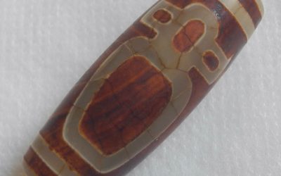 Tibetan Antique Natural Agate Dzi bead Ojime 13g Thokcha Amulet Cylinder Netsuke
