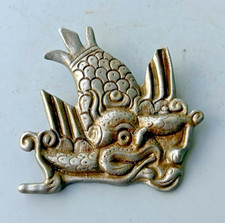 Old Tibetan Buddhism Iron Makara Pendant, Thokcha Protective Amulet
